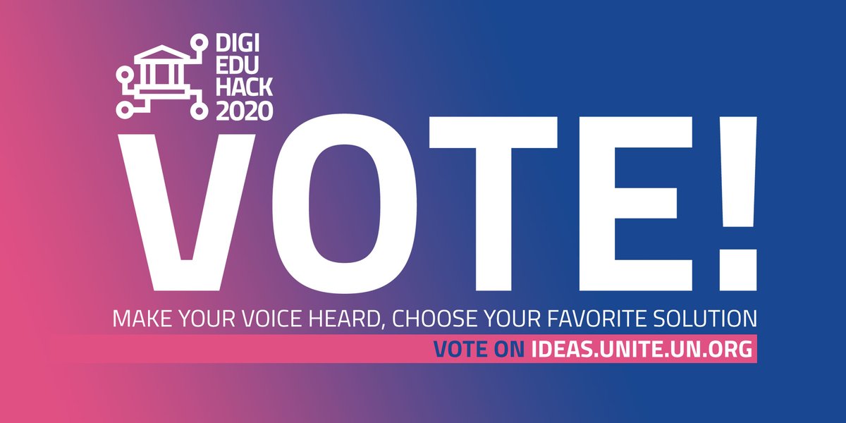 DigiEduHack's tweet image. 6⃣days left !!
You can #MakeChangeHappen in #DigitalEducation: 
vote for one of the 12 #DIgiEduHack 2020 solutions and create impact!👊
ideas.unite.un.org/digieduhack/Pa…
Voting is free, open to anyone, anywhere🌍
#edTech #hackathon