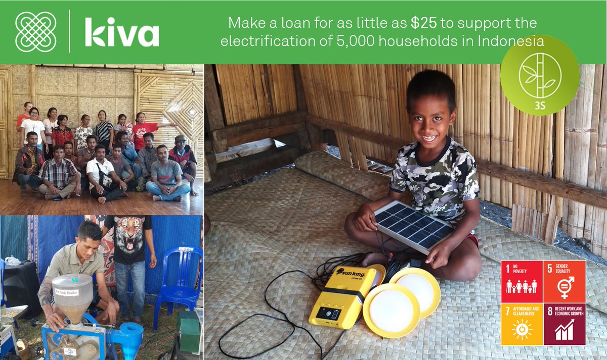 Join our <a href="/Kiva/">kiva.org</a> campaign to support #energyaccess for 5,000 off-grid households in #Indonesia ☀️🇮🇩 
It's life-changing: solar-powered rice &amp; corn mills increase productivity📈, save hours for women ♀️ &amp; solar light allows children to study later at night 🧑‍🎓 kiva.org/lend/2132555