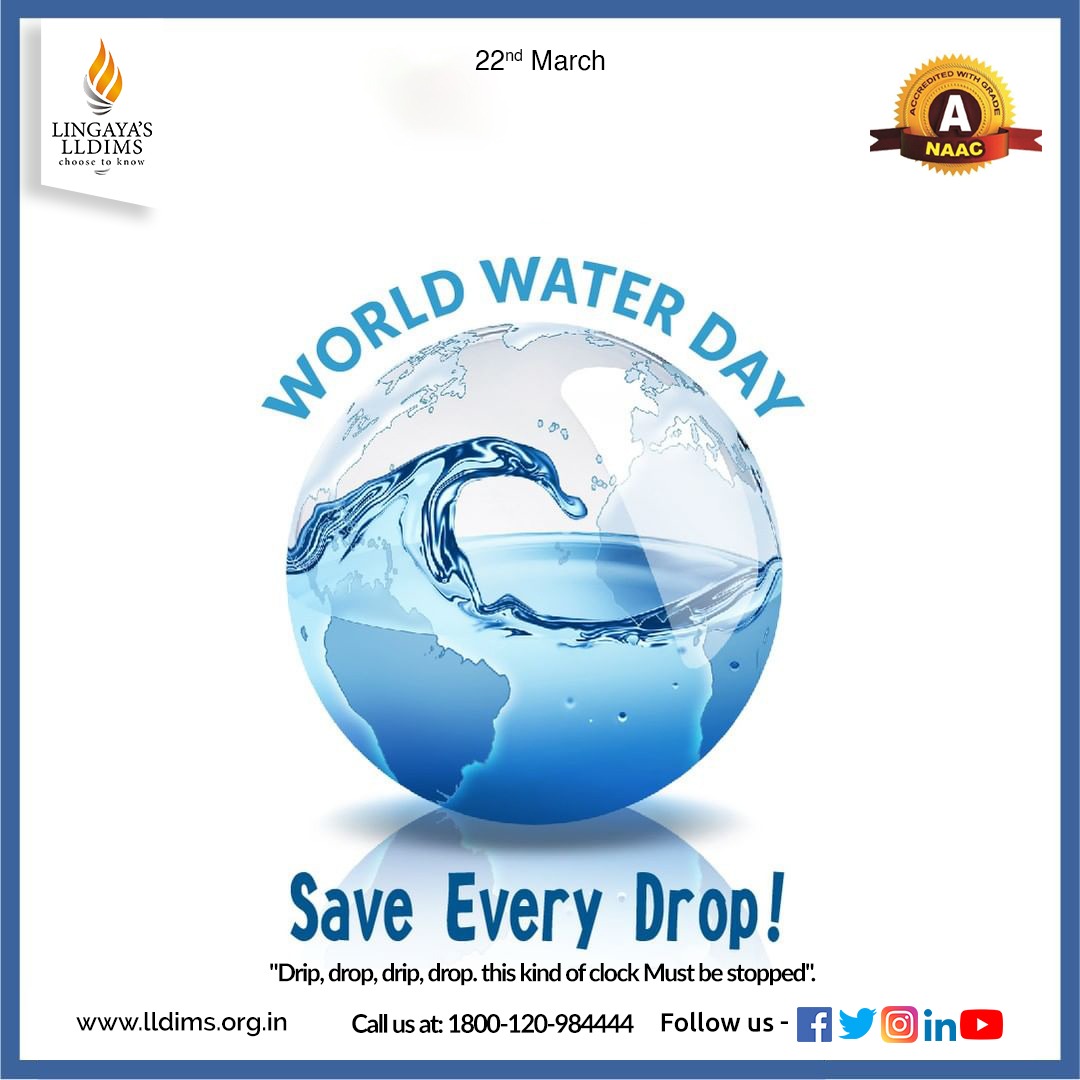 lingayaslldims's tweet photo. The theme for this year is 'Valuing Water'
World Water Day is observed each year on March 22 to shed light on the depletion of a paramount resource that is pivotal for our existence on this planet.
#WorldWaterDay2021 #WorldWaterDay #lldims #lingayaslalitadevi https://t.co/o5FvVaeW9B