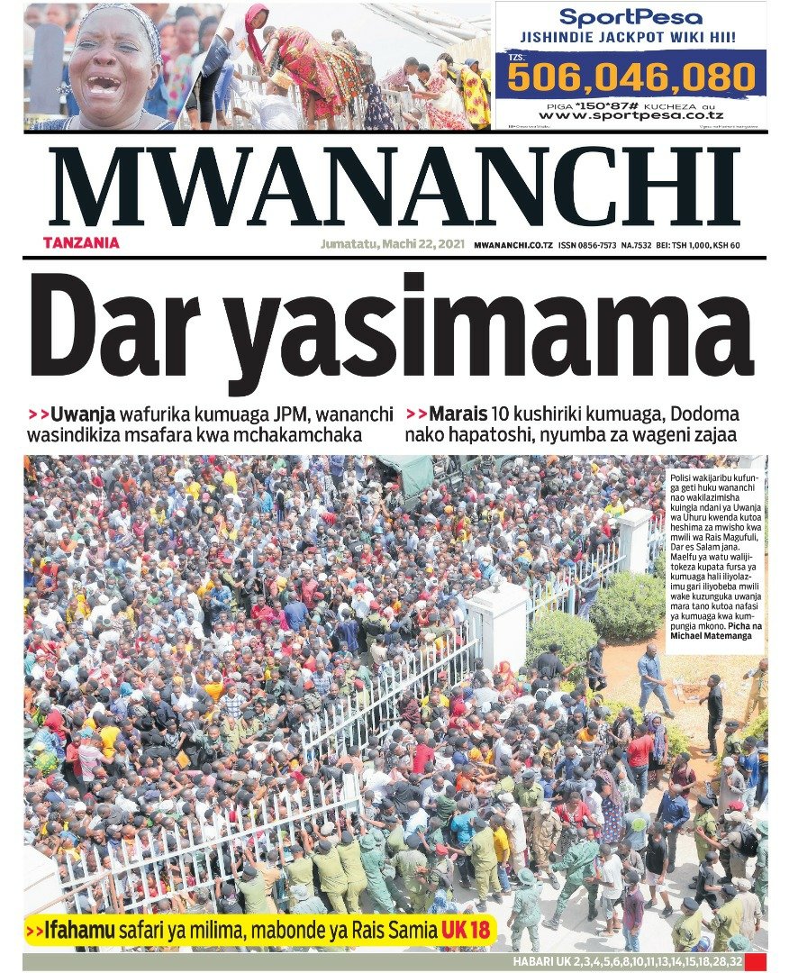 MMUNGULA's tweet photo. Thank You Dar Es Salaam, for the well deserved farewell to our dearly beloved Former President. Rest In Eternal Peace JPM 😭😭😭😭😭 #TanzaniaWeMournAGreatLossOfASonOfAfrica. https://t.co/O7CpbbBZIF