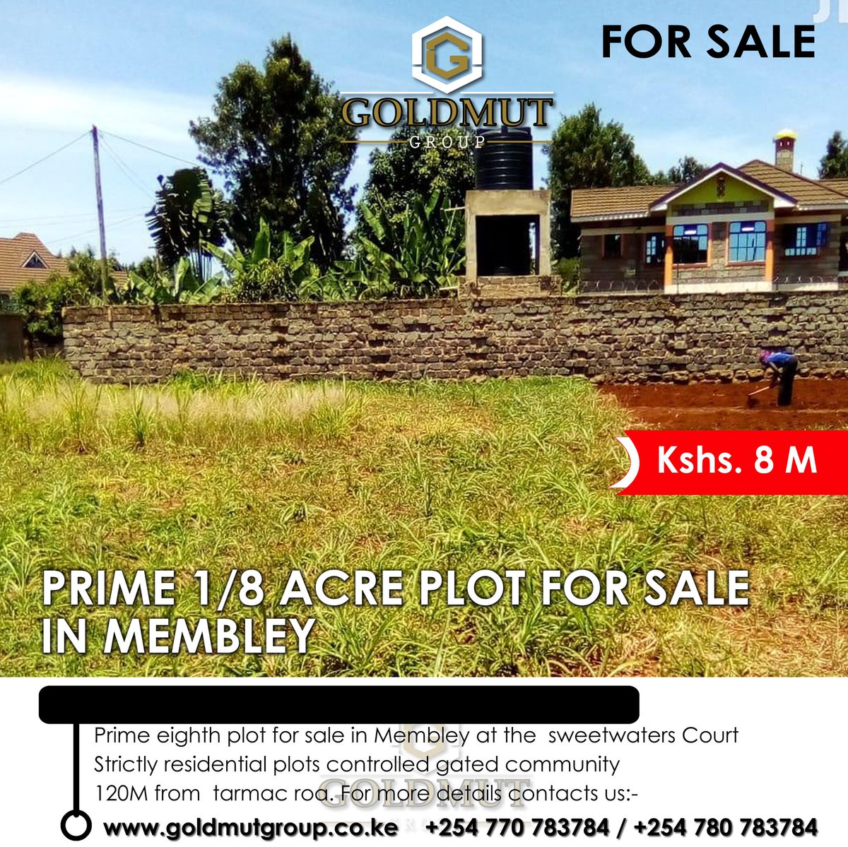 GoldmutG's tweet photo. Prime plot for sale in Membley
1/8th (50 by 100) plot available for sale at the Sweet waters Court
-Controlled gated community
-120M from the main Tarmac
-Clean Ready title
Asking price ksh 8M
For more info https://t.co/tG9cwSCkD2
#membley #WorldWaterDay KCPE #OPPOReno5Series https://t.co/NdEOsfMMjX