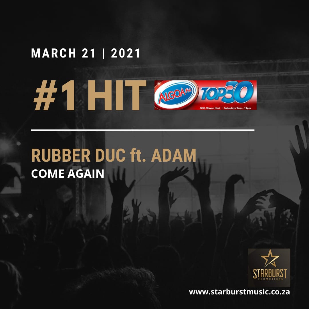 #1 #ComeAgain <a href="/AlgoaFM/">Algoa FM</a>
TOP 30
Well done, <a href="/RubberDucMusic/">Rubber Duc</a> <a href="/adamgroep/">ADAM</a>