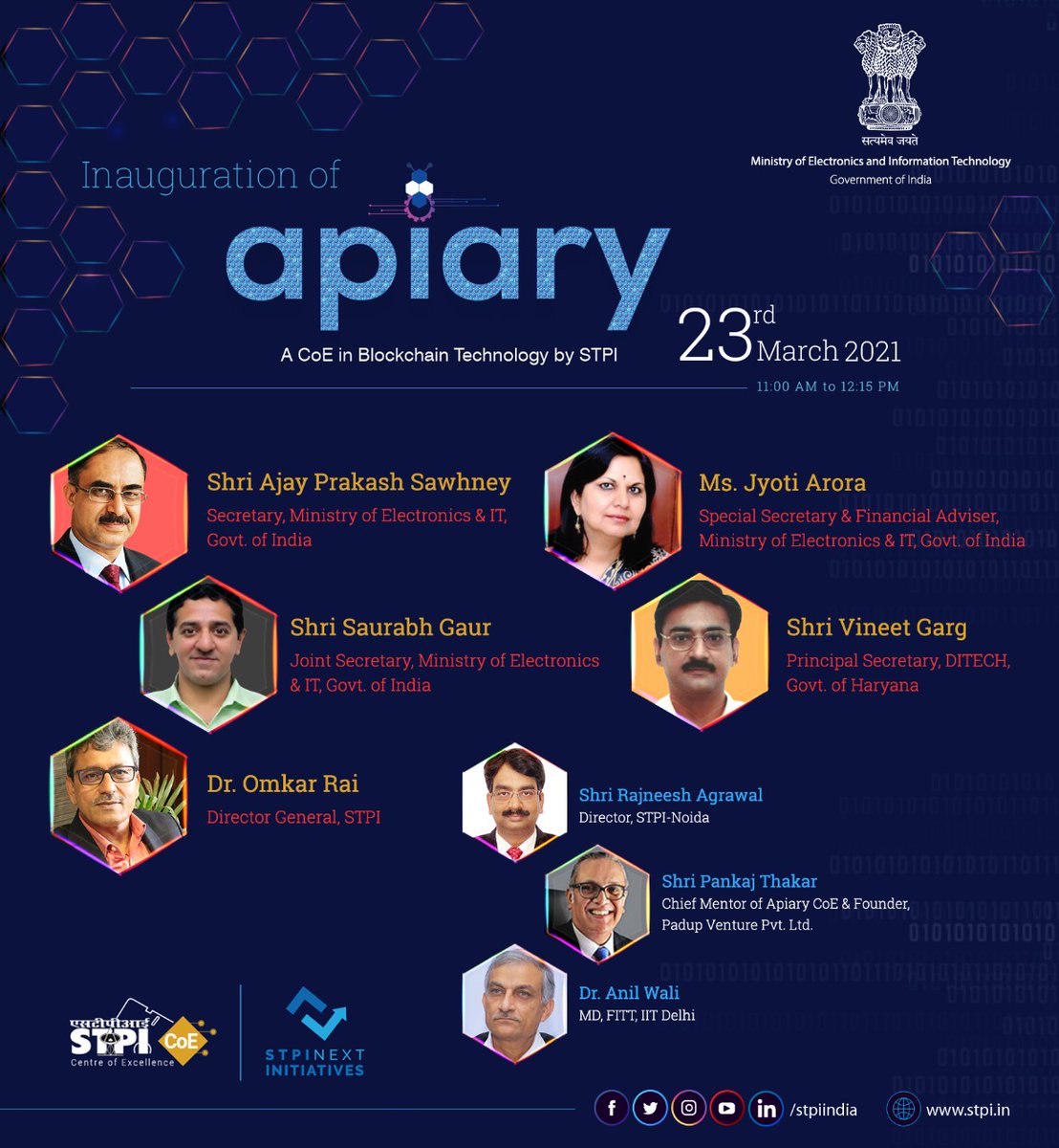 stpiindia's tweet photo. #STPIApiary will revolutionise #Blockchain incubation ecosystem by fostering R&amp;D, innovation &amp; entrepreneurship while nurturing #startups to build indigenous products. Register to witness the high decibel inaugural ceremony: https://t.co/h1l3LKHU6t. #STPICoEs #STPIINDIA @APIARY1 https://t.co/n4mCEcmYI6