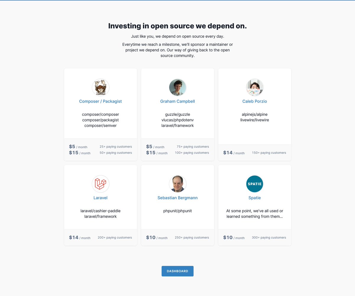 vursion_io's tweet photo. Just like you, we depend on open source every day. Everytime we reach a milestone, we'll sponsor a maintainer or project we depend on. Our way of giving back to the open source community. First up, if we reach 25 paying customers, is composer/packagist by @seldaek and @naderman. https://t.co/IUTRbtVUoj