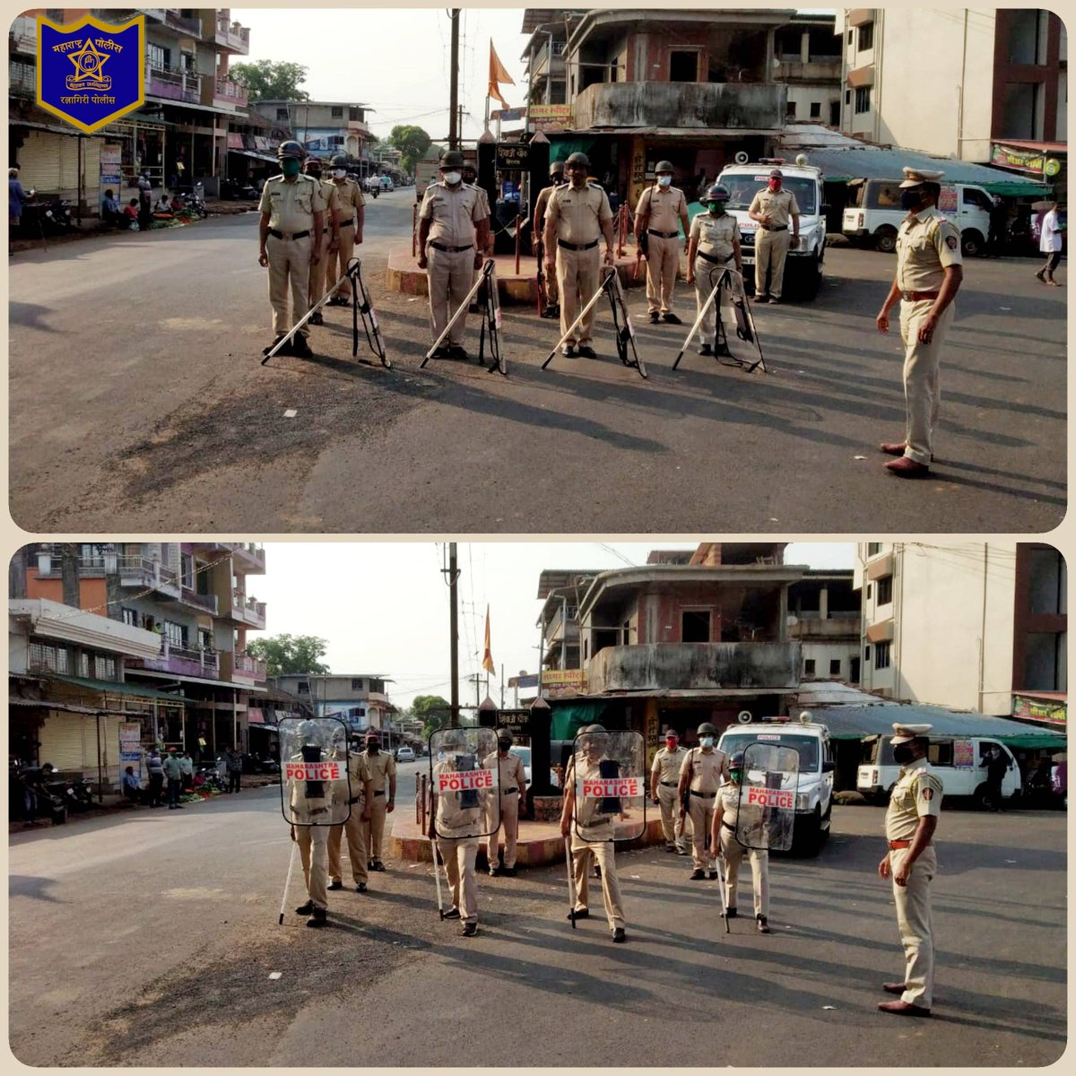 RatnagiriPolice's tweet photo. आलोर शिरगाव येथे शिंमगोत्सव व शिवजयंती निमित्त सहायक पोलीस निरीक्षक पाटील यांचे उपस्थितीत दंगा काबू योजना राबविण्यात आली. @DGPMaharashtra #RiotControlPlan #StaySafe #SafeShimga #AloreShirgaon #RatnagiriPolice https://t.co/n30KDryW77