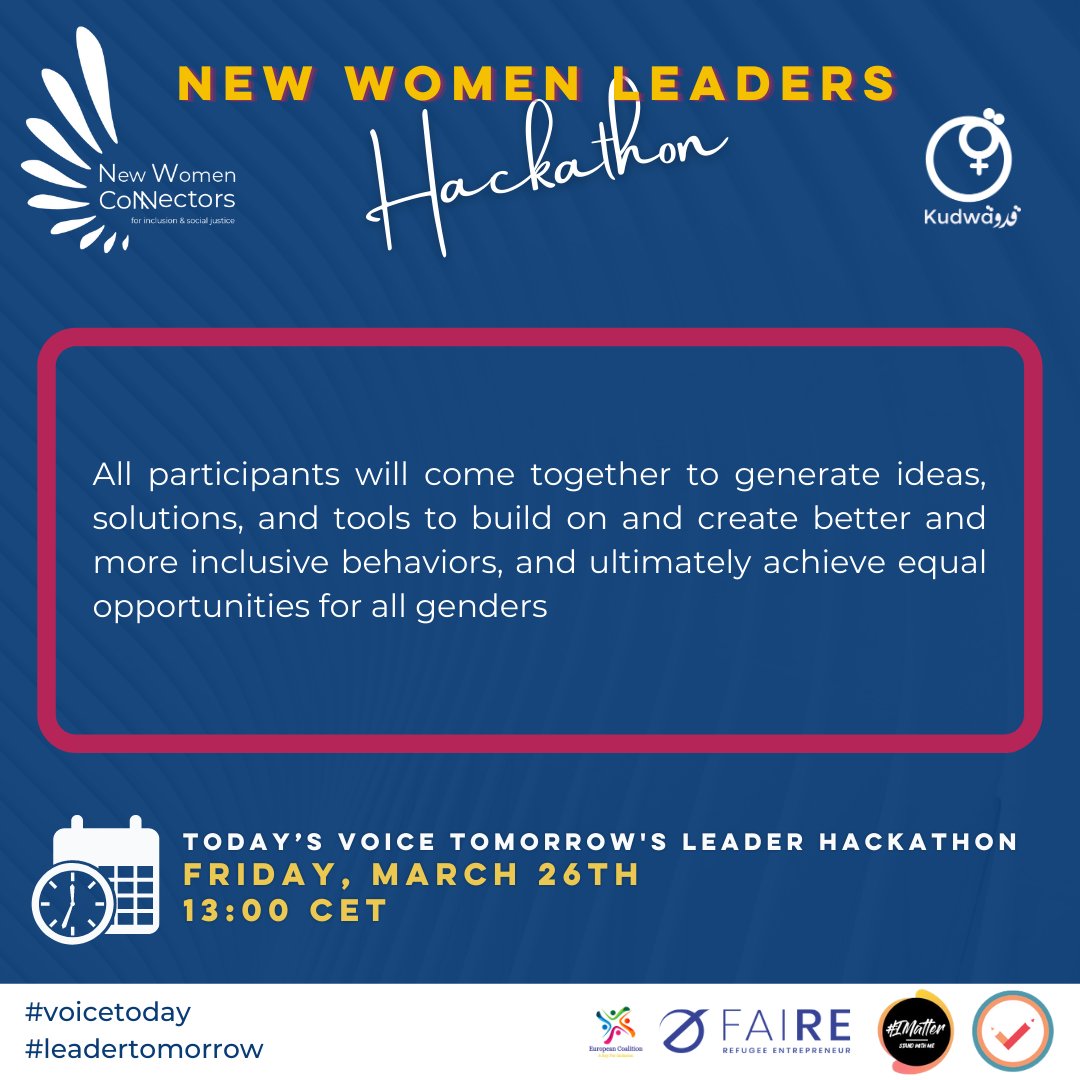 iwomenconnector's tweet photo. (In)visible Women Role Models / Today’s Voice tomorrow's Leaders Hackathon  Friday  26 March 13:00 - 17:00 CET 
The success of the event relies on bringing in a variety of people with diverse backgrounds and expertise to design creative solutions 4a selection of human challenges. https://t.co/q7ugVGlsP2