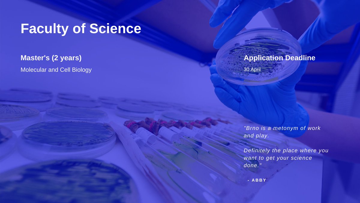 MasarykUni's tweet photo. Want to study your #masters in #molecular and #cell #biology in Fall 2021? Applications close April 30 for Faculty of Science English MA programme. #studyineurope #studyabroad #whymuni #science #mastersabroad 
--> https://t.co/SCAHwKaETQ https://t.co/akRSrie5l9