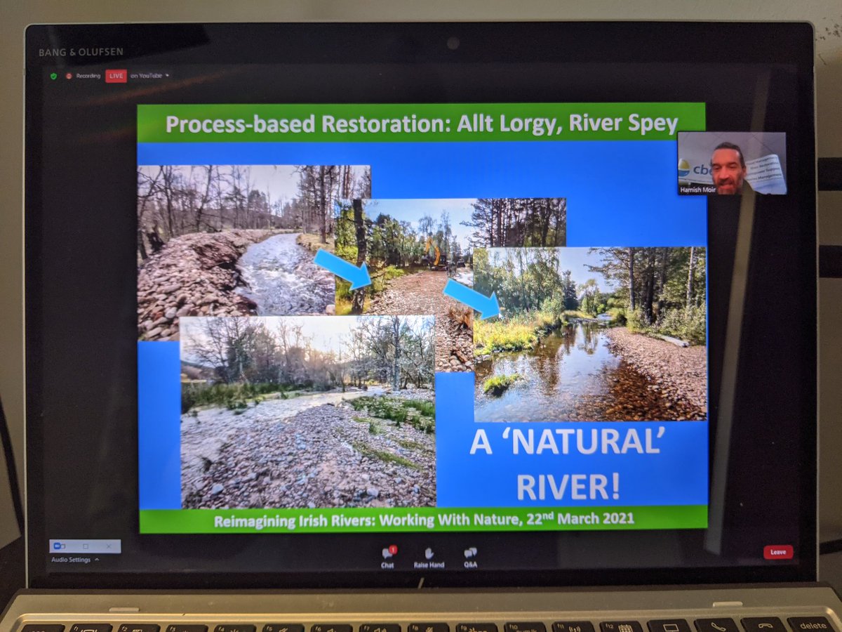 BOMaoileoin's tweet image. Cool presentation by Hamish Moir of @cbecUK as part of the 'Reimagining Irish Rivers' online conference. 

Reinstating #naturalprocesses is a hugely important element of river restoration works that aim to bring 'natural' rivers back to life #irishrivers #workingwithnature