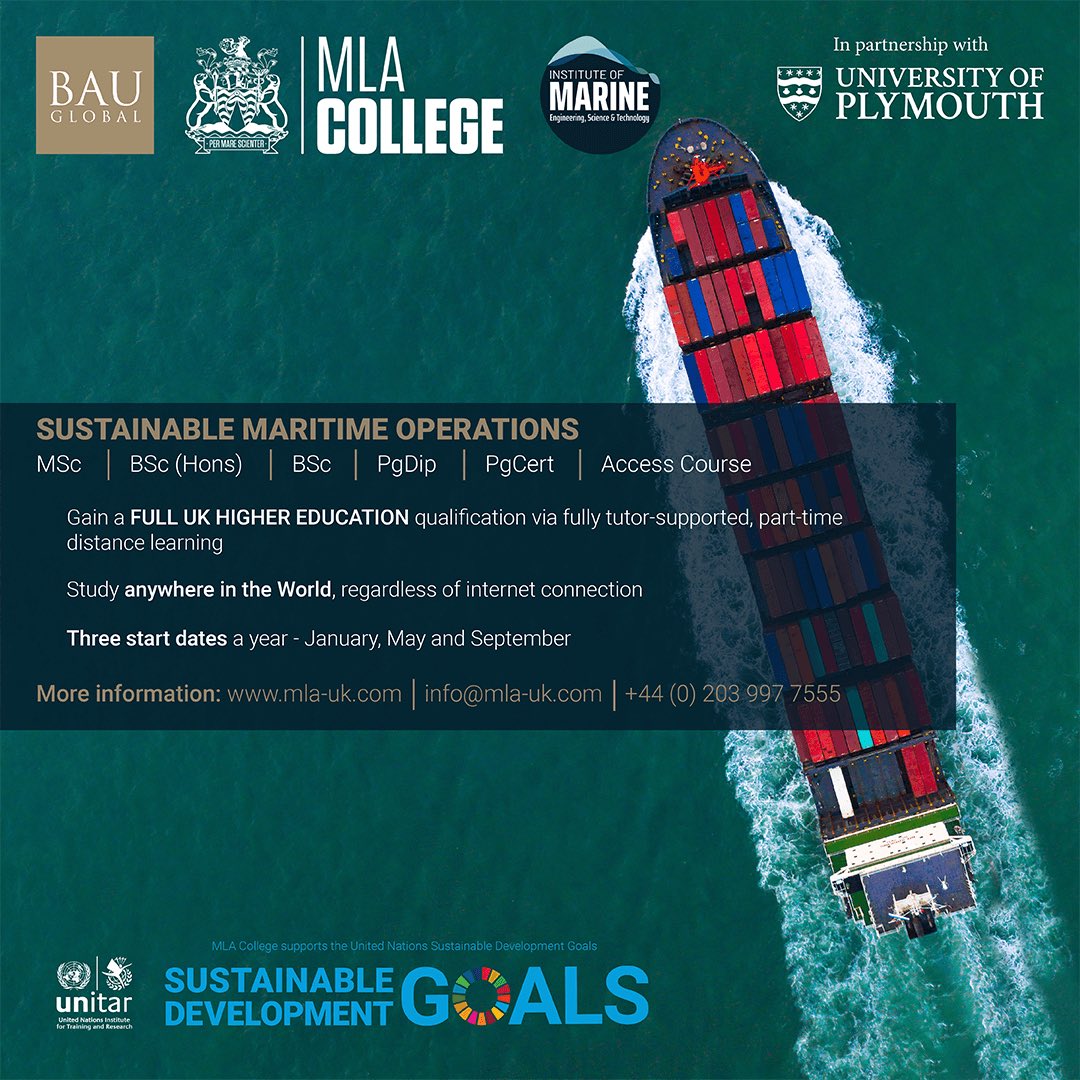 MLA_College's tweet photo. Apply now for May intake. Take your #career to gain a @plymuni degree whilst you work.  Our award-winning #distancelearning allows you to gain #bachelorsdegree or #mastersdegree #parttime even while at #sea #shipping #maritime #crew #deckofficer #captain #chiefengineer #port https://t.co/V4qWnu6pTV