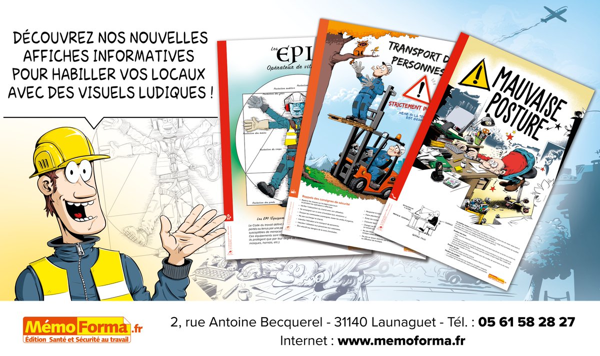 MemoForma's tweet photo. Et voici nos toutes nouvelles #affiches pour communiquer de façon ludique ! #posture #caristes #EPI @MemoForma https://t.co/3mjd5RVdyf
