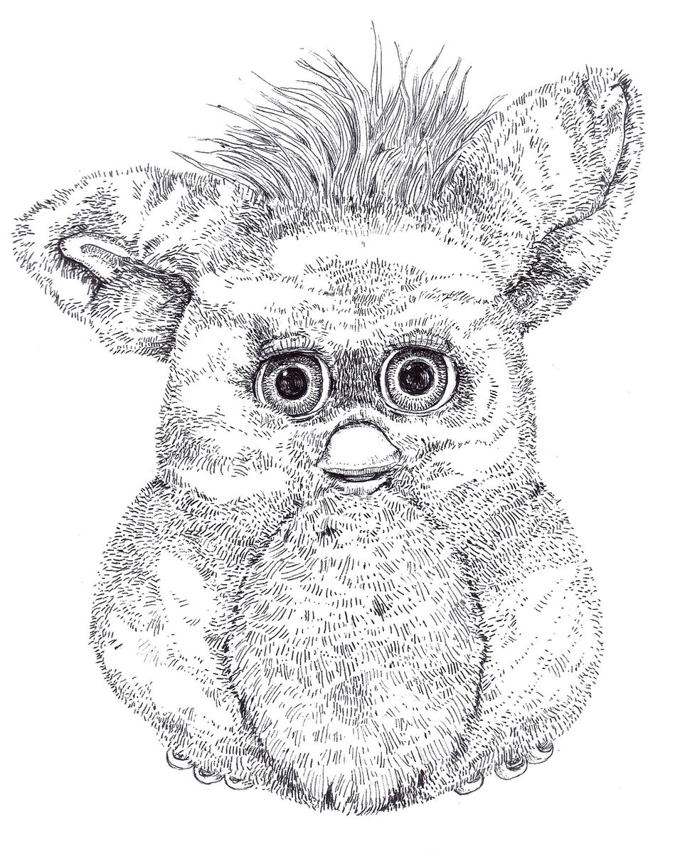 さばのモヨウ ファービー イラスト 油性ボールペン