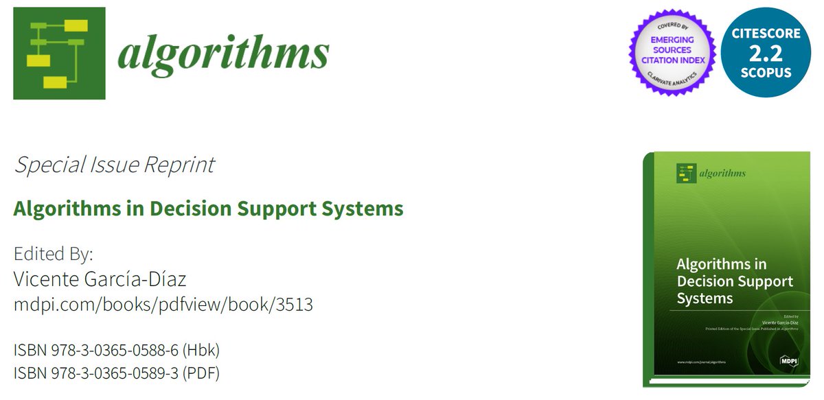 Algorithms_MDPI's tweet image. [Book] Algorithms in Decision Support Systems

Fully #openaccess @ lnkd.in/g7sYJwQ

#book
#DecisionSupportSystems
#algorithms