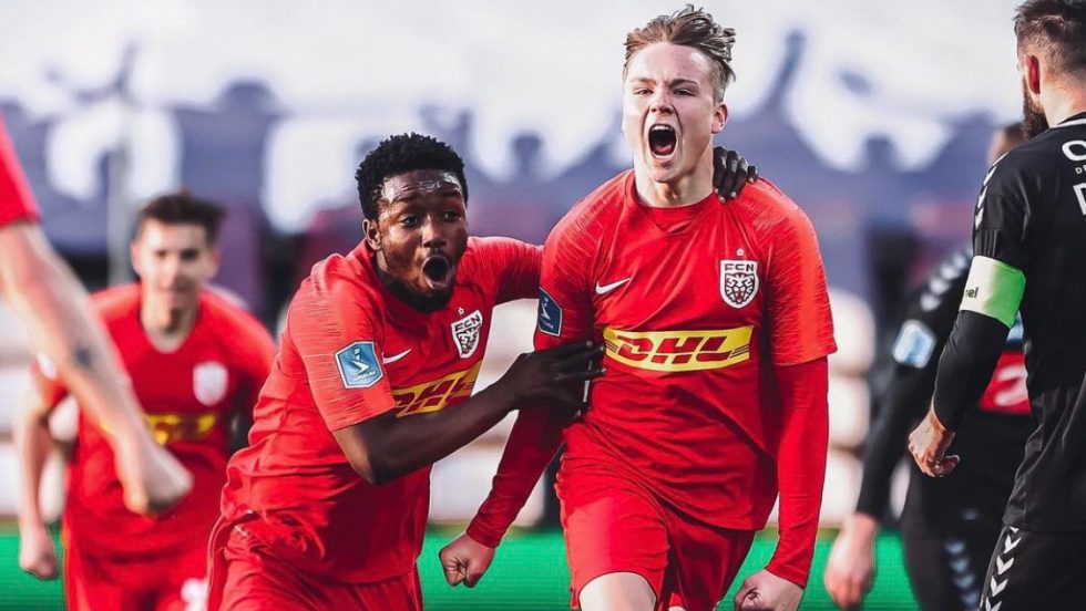 PotiniLM's tweet photo. El @FCNordsjaelland consiguió, en la última jornada de la liga regular, entrar en el playoff que lucha por el campeonato tras un sprint final muy bueno.

Dos goles del jovencísimo noruego Andreas Schjelderup (2004) valieron para certificarlo. Apunten el nombre 📝 https://t.co/NknWaU7gwn