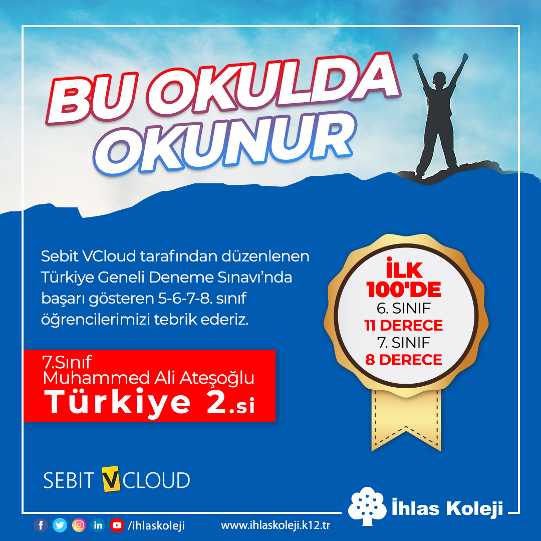ihlaskoleji's tweet photo. Sebit VCloud tarafından düzenlenen Türkiye Geneli Deneme sınavın'da başarı gösteren 5.6.7.8. sınıf öğrencilerimizi tebrik ederiz.
#ihlaskoleji #BuOkuldaOkunur #DenemeSınavı #SebitVCloud #Ortaokul #Başarı https://t.co/vrSiY21cY5