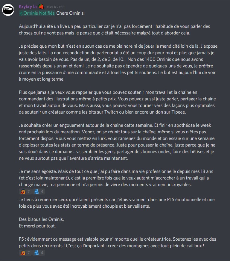 Kiwikrykry's tweet photo. Pour ceux qui ne sont pas sur le Discord mais qui souhaitent malgré tout savoir ce qu'il s'est passé hier sur le live. https://t.co/B7qaLWZvPq