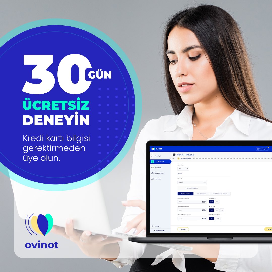 ovinotcom's tweet photo. Ovinot’u kredi kartı bilgisi gerektirmeden 30 gün boyunca ücretsiz deneyebilirsiniz.
#ovinot #esmm #emakbuz #etahsilat #efatura #eirsaliye #yazılımcı #onlinetahsilat #earşivfatura #avukat #diyetisyen #mimar #doktor #dişhekimi #veteriner #psikolog #muhasebe #malimüşavir https://t.co/S8yD32yU0y