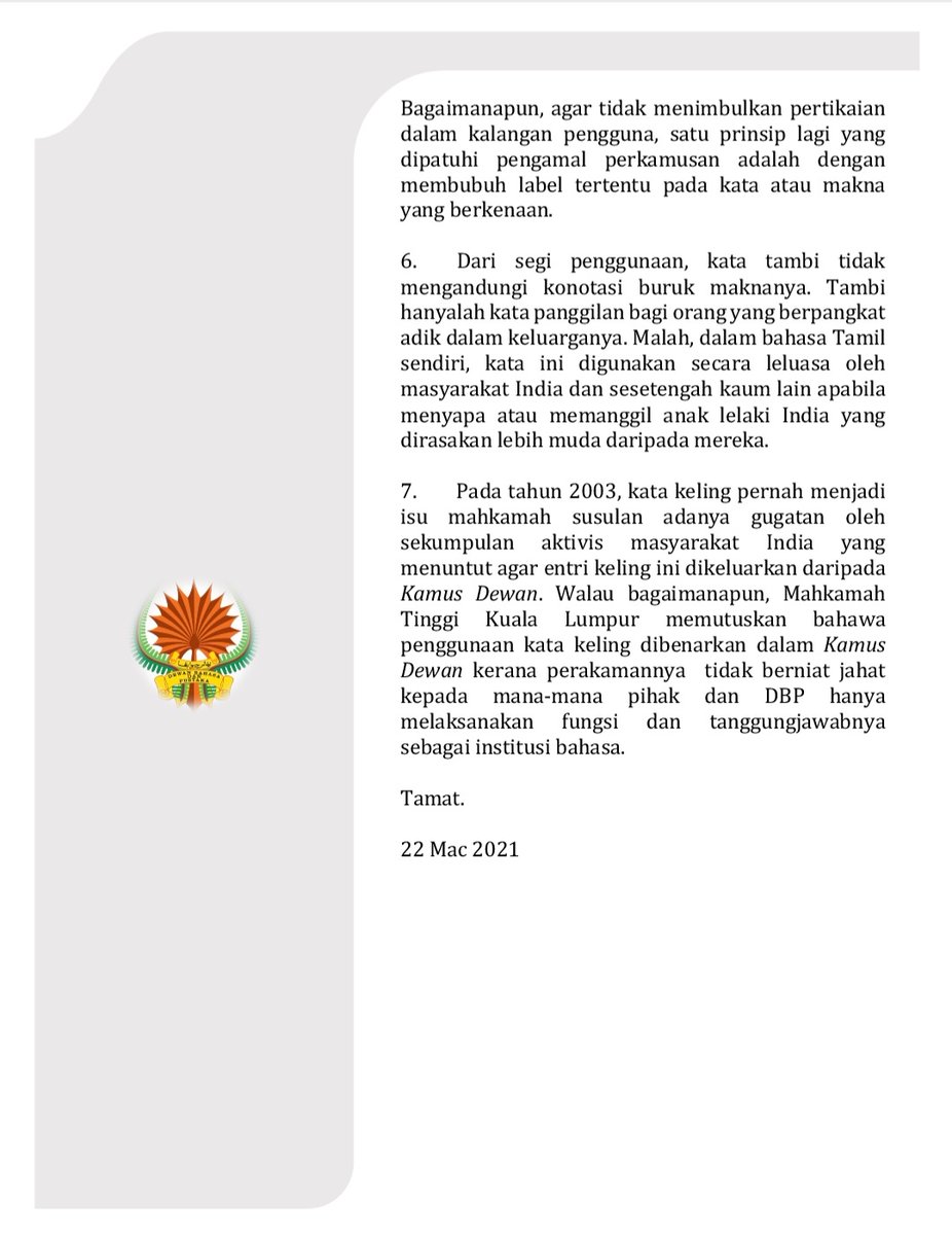Dewan Bahasa Dan Pustaka S Tweet Kenyataan Media Dbp Penjelasan Berhubung Dengan Isu Takrif Kata Tambi Dalam Kamus Terbitan Dewan Bahasa Dan Pustaka Trendsmap