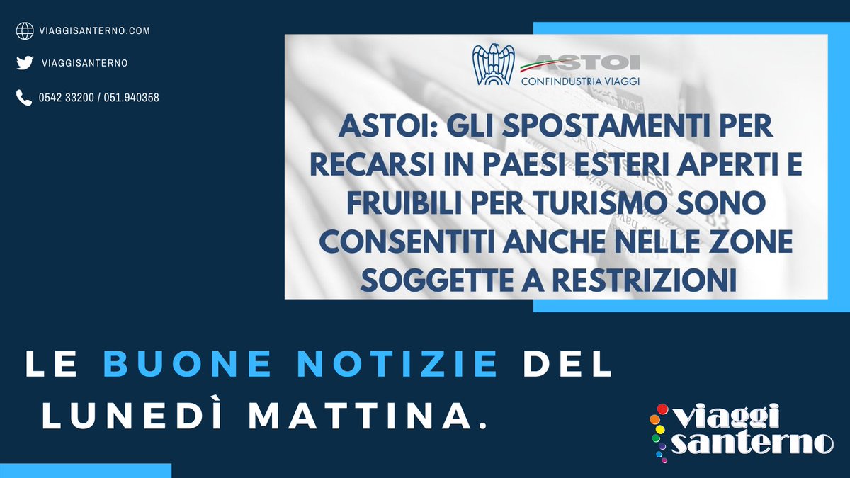 Confermata la possibilità di spostamento per motivi di turismo, anche nelle zone ad oggi soggette a limitazioni per raggiungere l’aeroporto e imbarcarsi verso i Paesi inclusi nell’elenco C del DPCM 2 marzo 2021.
#ioviaggiosanterno #viaggiare #imola #bologna #emiliaromagna #covid
