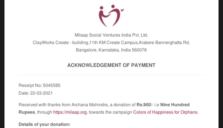 im_vandy's tweet photo. Thanks a ton @4rchArchie for standing up for #Orphans & celebrating ur #birthday in the truest regards,at times twitter is more then a like or a RT for a humble cause thanks for standing by #HelpUsHelpmany #SoochFoundation Keep shining & spreading the love as u do now.๐๐ฅฐ https://t.co/30UYz5qLQE