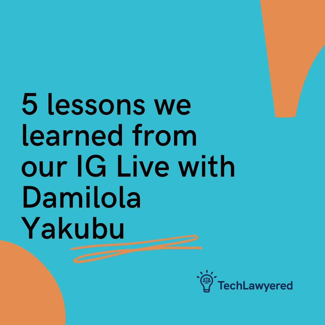 techlawyered's tweet photo. Lessons we learnt from our IG Live Chat with @DamiYakubu of @legalboxng

Kindly share other lessons you learnt from the chat in the comments section as we would love to read them all! 😁

#techlawyered #legalinnovation #lawtech #futureoflaw #legaltechchat #chatwithtechlawyered https://t.co/Dzt5A9bXbq