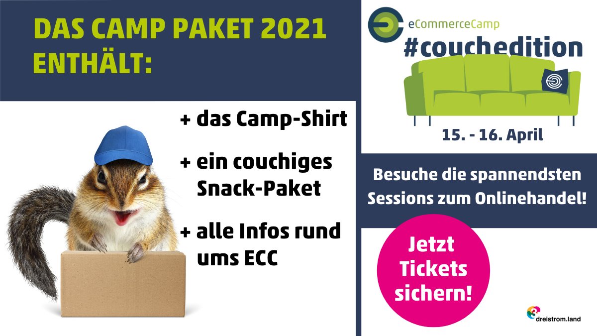 ecomcamp's tweet photo. Wir wollen auch dieses Jahr nicht riskieren, dass ihr hungrig in die Sessions geht. Deshalb gibt’s im Camp-Paket auch Nervennahrung. Sichert euch hier das günstige Ticket und euer Paket: https://t.co/oki34iGKmH #eccj21 #ecommerce @dreistrom_land #jena https://t.co/DxxrRuEn8Z