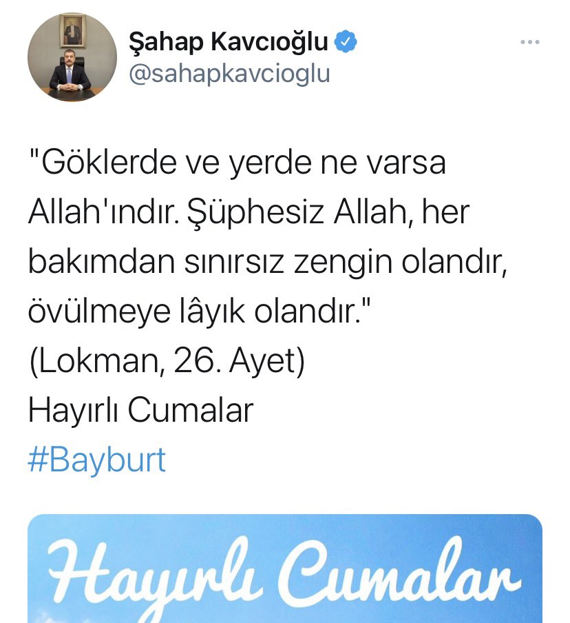 candundaradasi's tweet photo. Karışmasın:
#Dolar yorumu yapan, Ayasofya imamı.
Ayet yayınlayan, Merkez Bankası Başkanı. https://t.co/BmIE8Uzt54