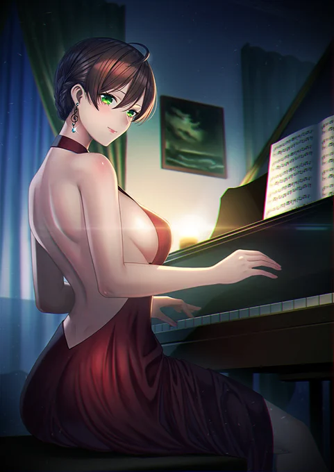 歌織さんのピアノ聴きながら一杯飲みたい。 #ミリシタ 