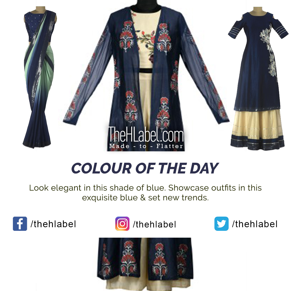 TheHLabel's tweet photo. Get an #Elegant Look with Navy Blue- Says TheHLabel 
The HLabel’s wide range of #Ethnic and #Fusion wear collection in this colour is ideal for every occasion. 
Opt for this colour to get the perfect look for family functions. 
#TheHLabel #colouroftheday https://t.co/wAHiwSlJok