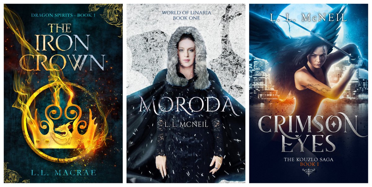 _LLMacRae's tweet image. #TheIronCrown: Upcoming epic fantasy (adult) - a magic-drenched world has given rise to powerful dragon spirits!

#Moroda: Debut epic fantasy (adult) - full of dragons, airships, and sky pirates!

#CrimsonEyes: Urban fantasy (ya) - London's secret supernatural demon hunters!