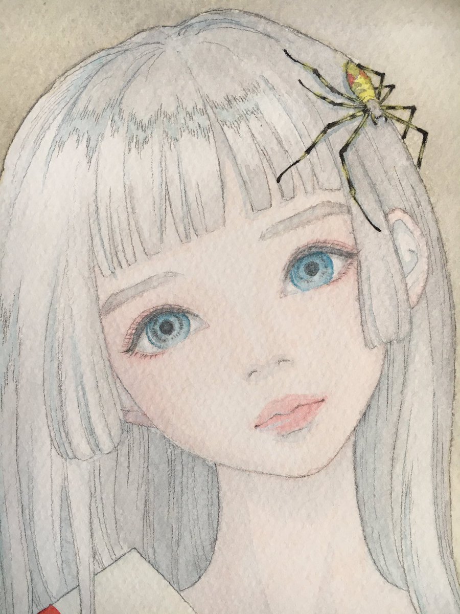 白髪の女郎 儚い感じを出したかったので主線はシャーペンにしました これで完成とす 浪漫部長のイラスト 白髪の女郎 儚い感じを出したかったので主線はシャーペンにしました これで完成とす 浪漫部長のイラスト