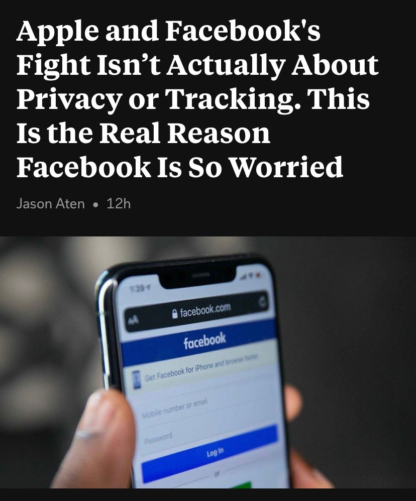 PatiencePips's tweet photo. NOTABLE TAKE: “... if your business model will break because people are given a choice over whether or not you can track them, your problem isn't with Apple. Your problem is the business model”

https://t.co/ZGt9mCjgg4 https://t.co/jUkswQA9Nm