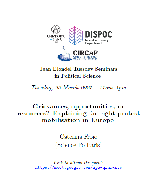 CaterinaFroio's tweet photo. 🥁Tomorrow 11am/1pm (CET): delighted to join the @circapsiena seminar to present #FARPE on the drivers of far-right protest mobilization in #Europe with @PietroCastelli @CrexUiO & @AndreaPirro Register👉https://t.co/YPP1ImEfuC
Thanks @CavalieriAlice @matguidi for inviting https://t.co/NMQnj8m6of