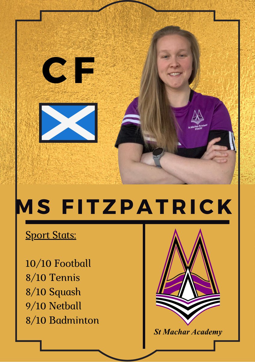 stmacharpe's tweet photo. Meet Ms Fitzpatrick: I have been a PE teacher @stmacharacademy for 1 year and am joint Faculty Head of PE. My favourite sport is football &amp; greatest achievement was playing internationally for 🏴󠁧󠁢󠁳󠁣󠁴󠁿 at youth group levels &amp; playing at the finals of the EU Championships⚽️ #stmacharPE https://t.co/ZFGi44JrVz