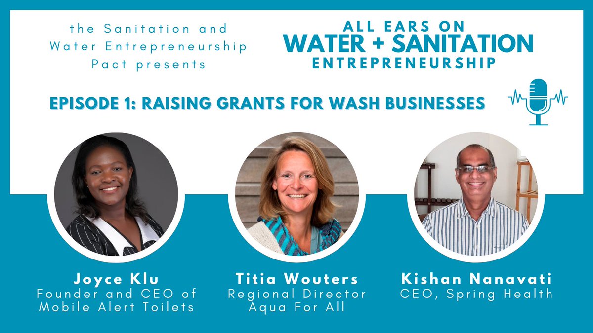waterpact's tweet photo. It's out! For #WorldWaterDay, first episode of the @waterpact #podcast! Today @AndyNarracott is looking at how to successfully raise #Grants with @klu_joyce #MobileAlertToilets, @titia_wouters @AquaforAll and #KishanNanavati from #SpringHealth. Tune in!: https://t.co/jzEqtrQ873 https://t.co/NWUWSI61RU