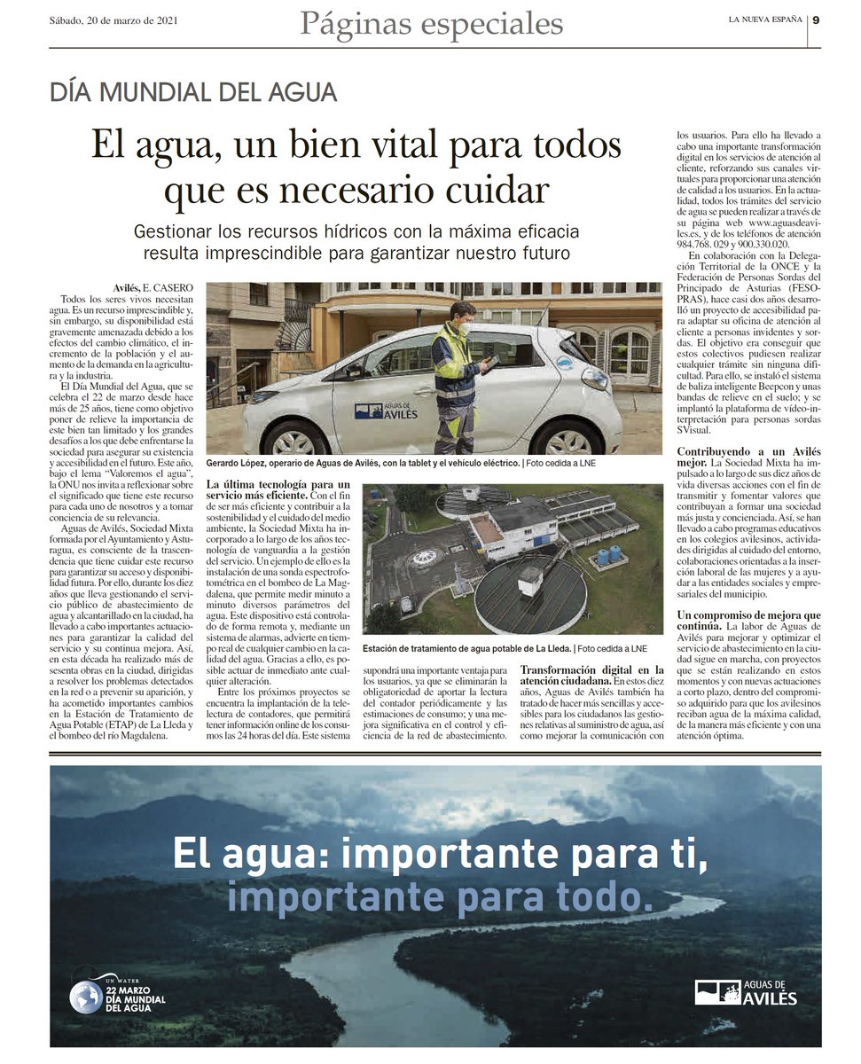 El #agua 💧, un bien vital para todos que es necesario cuidar. 
Gestionar los recursos hídricos con la máxima eficacia resulta imprescindible para garantizar nuestro futuro vía <a href="/lanuevaespana/">La Nueva España</a> 👇 #DíaMundialdelAgua