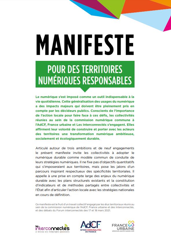 France_urbaine's tweet photo. [📱 NUMERIQUE] Découvrez le Manifeste « Pour des territoires numériques responsables » remis au Ministre @cedric_o, lors du #FDI21 ! 🙌

Toutes les infos sont ici ➡ https://t.co/u92Jb5qVxk

#numerique #collterr #NumeriqueResponsable https://t.co/ANFTDNwkvA