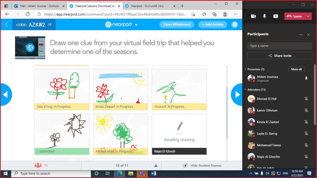AhlamClassroom's tweet photo. What a morning filled with #polls #climbing_mountains #virtual_field_trips #drawing and #collaborating !! This is how CE1/Gr.2 @Hhhsinfo enjoyed their new unit using @nearpod in their #English_as_an_additional_langyage @HalaAlKotob @dina_jradi @TawilNoor @DaraziFarah https://t.co/d3veHrp8Sr