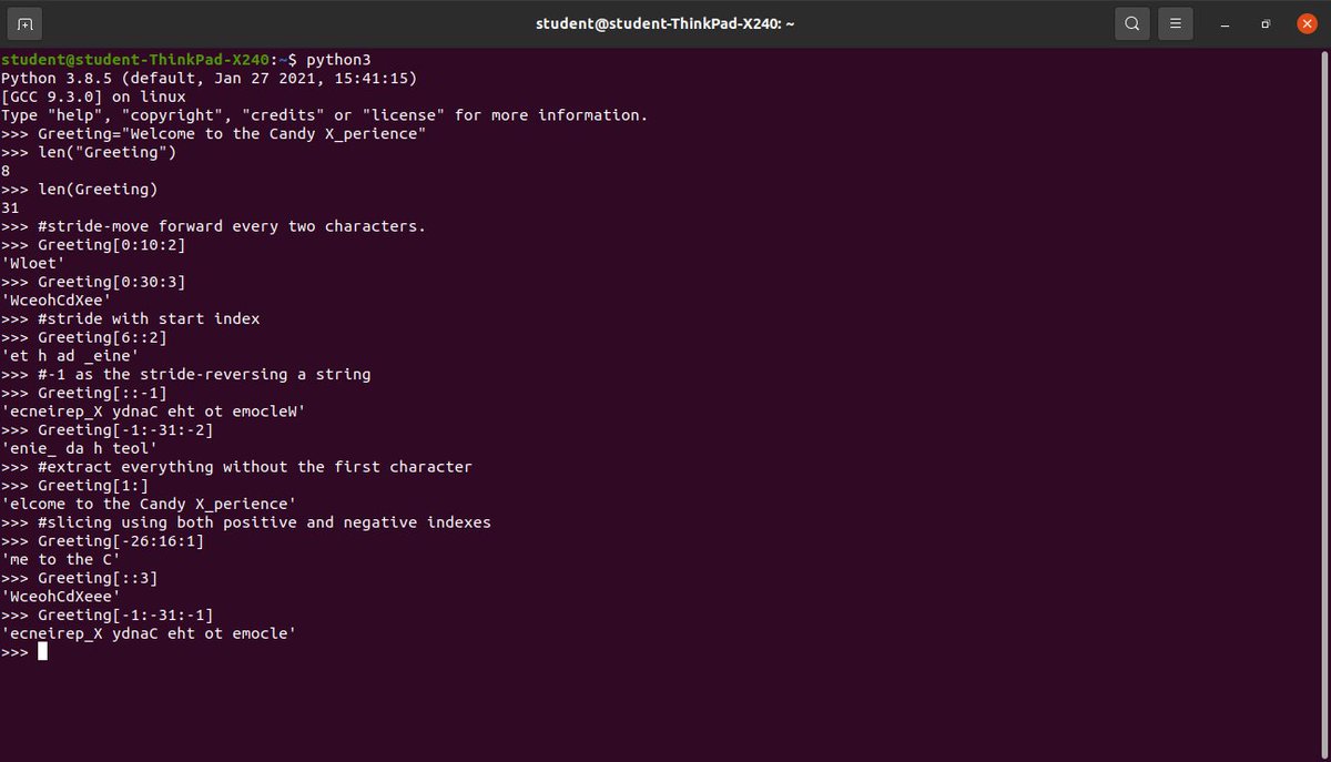 Kendi_Gracee's tweet image. day 12/100
Practicing slicing, indexing and strides in Python...
#100DaysOfCode
#100daysofcodechallenge
#codeHive2021
#WomenWhoCode
#womenintech