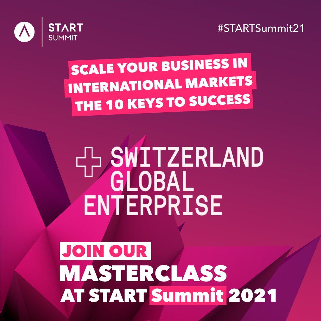 We are proud to announce Switzerland Global Enterprise as a Masterclass presenter and Network Partner at START Summit 2021. Get your ticket today to join us and Switzerland Global Enterprise at START Summit 2021! #STARTSummit21