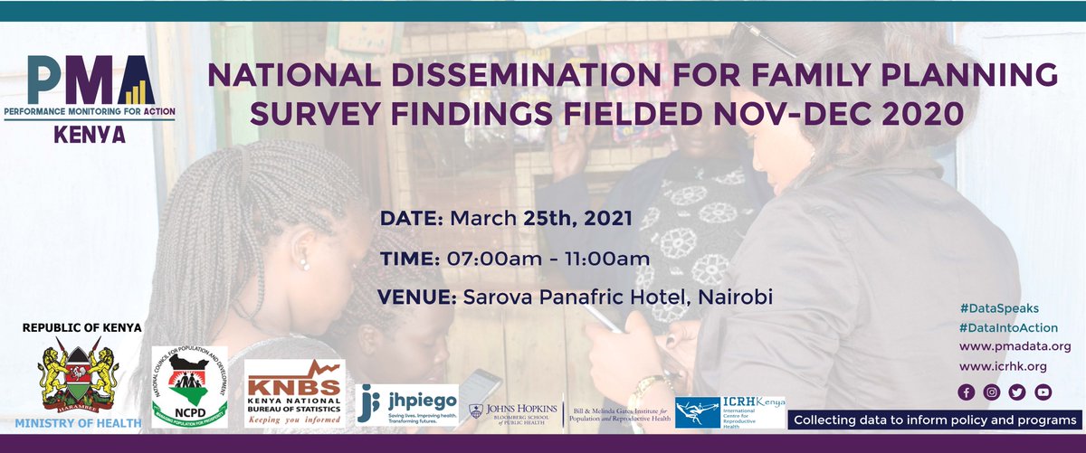 #FP trends, gaps can be identified & addressed with regular #data. Join us for @PM4Action findings this week. @Afidep @Amref_Kenya @MOH_Kenya
@NCPD_Kenya @KNBStats @UNFPAKen @JohnsHopkinsAHW @MarieStopesKe @E4AMamaYeAfrica @rhnkorg @TheLinkGithurai
@DSWKenya