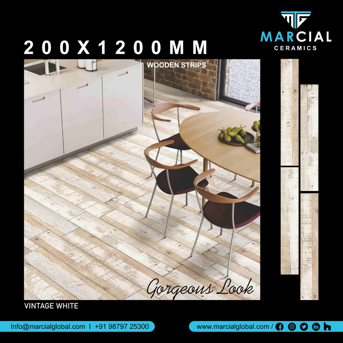 Get iconic look of wood in porcelain tiles with Exclusive design of Marcial ceramic in wood look tiles and be worry free for long time.
#woodlooktiles
#porcelaintiles
#vitrifiedtiles
#200x1200
#floortiles
#homedecor
#interiordesign
#livingspace
#marcialglobal
#madeinindia