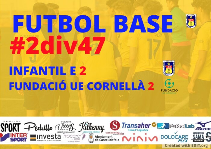 uecastelldefels's tweet photo. #FutbolBaseUEC | 🟡🔵
⏸️ INFANTIL E - FUNDACIÓ @ue_cornella: 2-2 (Pau Palacios, Ayman)
#SomHiGrocs #2div47 https://t.co/UiUpSKZJo0