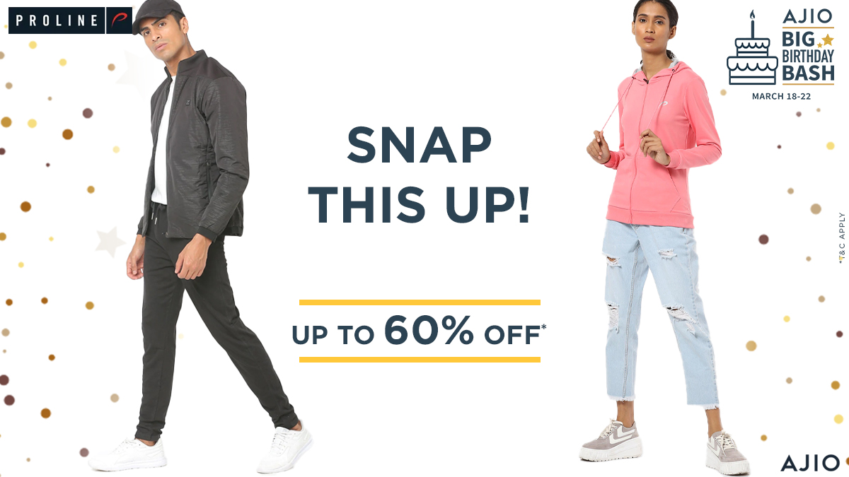 AJIO on X: Activewear and easy casuals made for the good life – from  Proline, at up to 60% off at the AJIO Big Birthday Bash! Top 5 shoppers win AJIO  points