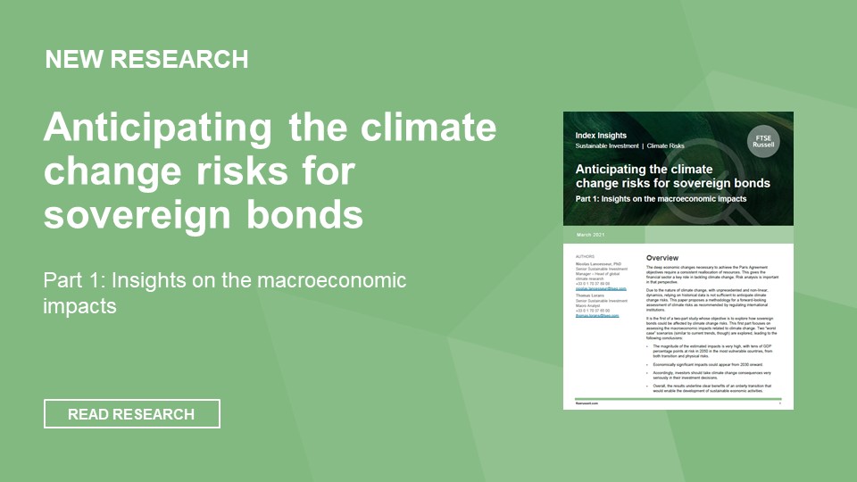 How could sovereign bonds be affected by #climatechange risks? Focusing on the macroeconomic impacts related to #climaterisk, we delve into two “worst case” scenarios 1# “hot house world” 2# “disorderly transition” #FTSEWGBI <a href="/ftserussell/">FTSE Russell, An LSEG Business</a> Read paper >> bit.ly/3lx5Qsc