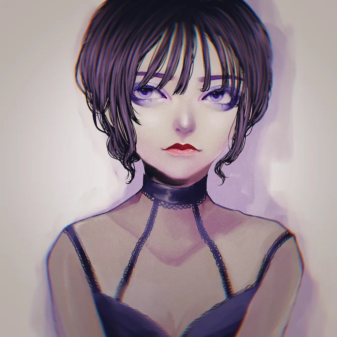 目付き悪めな女の子描きました!
青とか紫系のアイシャドウ、描いててとても楽しい(∩'∀`∩)♡

#絵描きさんと繫がりたい 
#イラスト好きな人と繋がりたい 
#春の創作クラスタフォロー祭 
