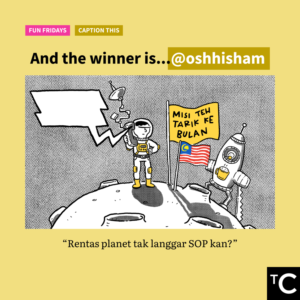 CentreMY_'s tweet photo. Tahniah Osh Hisham! Setelah analisis yang mendalam dan terperinci oleh panel juri kami, dialog anda adalah yang paling menarik! Anda dibenarkan berbangga sehingga minggu hadapan.
Terima kasih kepada semua yang menyertai! :D #TCFunFridays https://t.co/20a8ljv1iq