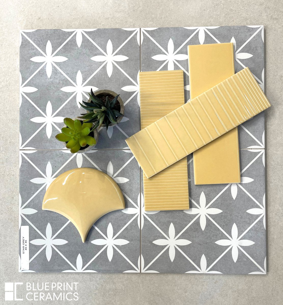 A nod to Pantone's Colour of the Year, Ultimate grey &amp; illuminating.
Floor Tile -Museum Range
Rectangle Wall Tile - Ripple
Fish Scale - Ombrello

blueprintceramics.com/products/museum

#ultimategrey #illuminating #pantone