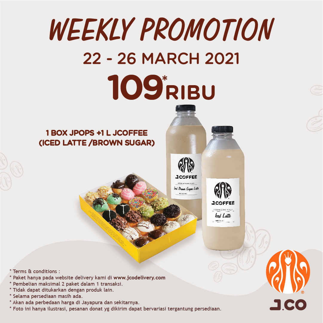 TUNJUNGANPLAZA's tweet photo. Weekly Promotion kali ini adalah 1 box JPOPS + 1 L JCOFFEE dengan hanya 109Ribu.
_
Order lewat website delivery kami di https://t.co/EKacN9TyyO.
mulai 22 Maret hingga 26 Maret 2021.
_
*Syarat & Ketentuan Berlaku.
.
.
#TunjunganPlaza #JCOINDONESIA #Jcocinno #jcoffee https://t.co/YAszlltuiW