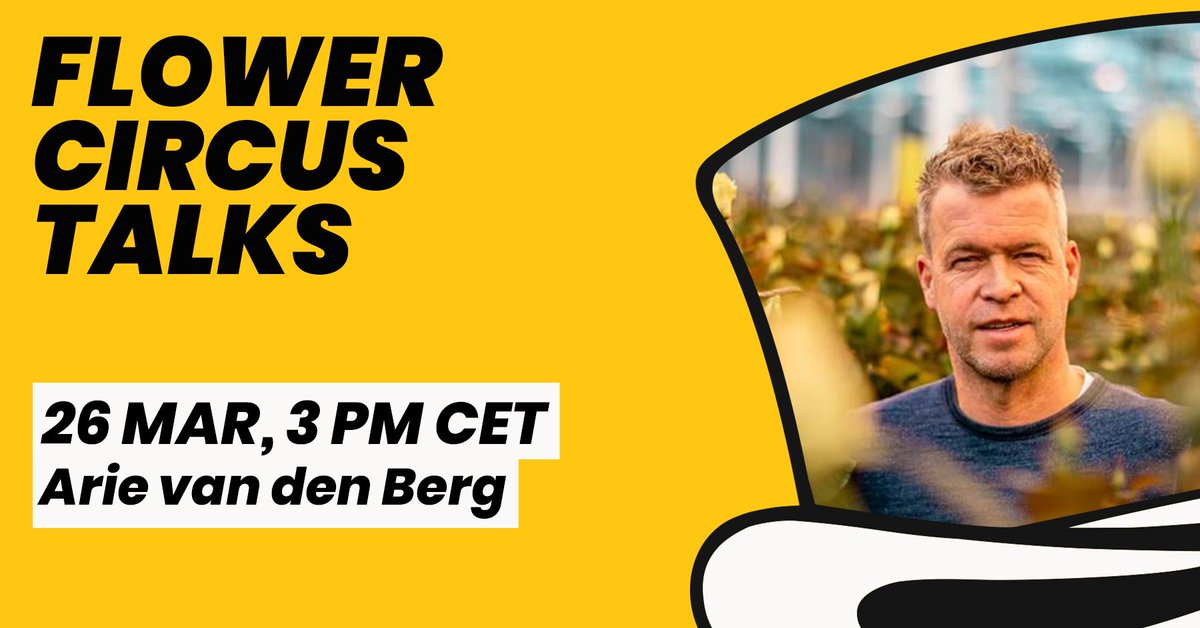 flowercircus_nl's tweet photo. Don't miss this Friday's #FlowerCircusTalks

This time we'll talk with Arie van den Berg from @bergroses about:
🌸 Berg Roses
🌸 how Arie sees the future of the market
🌸 changes and innovations that are coming up
🌸 and much more

#flowercircus #flowerbusiness #floristindustry https://t.co/3S36XEkFrV