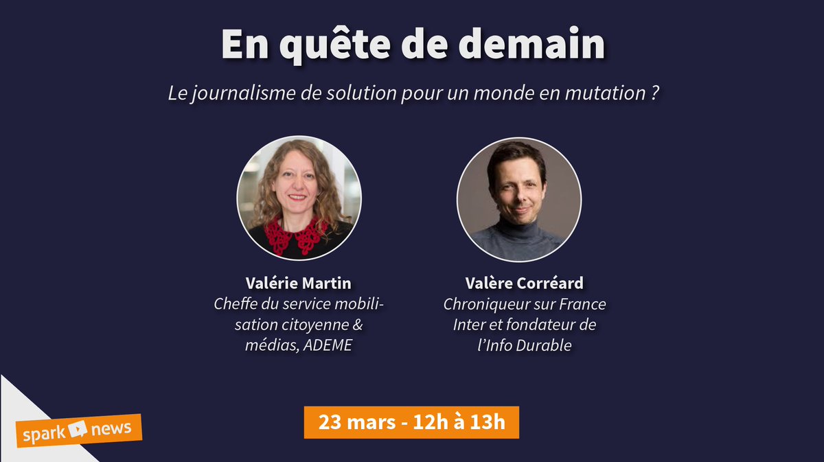 📰💡💬Ce 23 mars à 12h, venez à la rencontre de <a href="/val0112/">ValérieMartin</a> <a href="/ademe/">ADEME</a> &amp; <a href="/valerecorreard/">Valère Corréard</a> @ID_LinfoDurable, pour parler journalisme de solution face à la transition des territoires dans un live dédié aux journalistes dans le cadre du programme #EnQuêtedeDemain
👉bit.ly/2NCHPDk